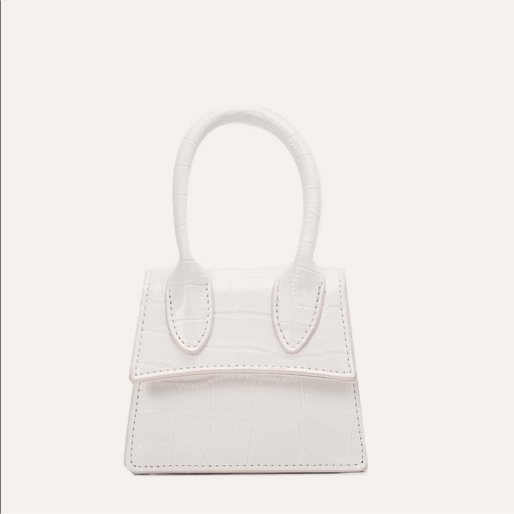 Amazon White Croc-Embossed Mini Bag